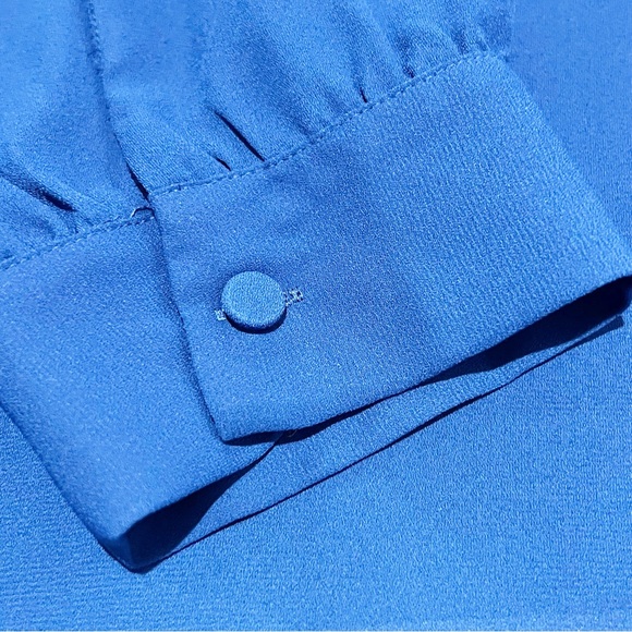 J. Crew NWT Royal Blue Botton Long Sleeve Key Hole Back Blouse Women’s Size XL - Picture 3 of 5